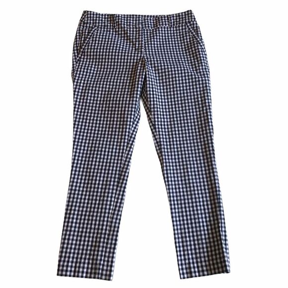 Loft Checkered Modern Skinny Ankle Pant Black White Check Sz 10 - Picture 11 of 11
